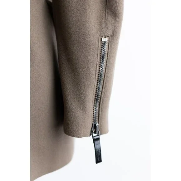 $2,450 Burberry Cashmere Blend Pocket Pea Coat SZ 44/10 US Olive Brown
